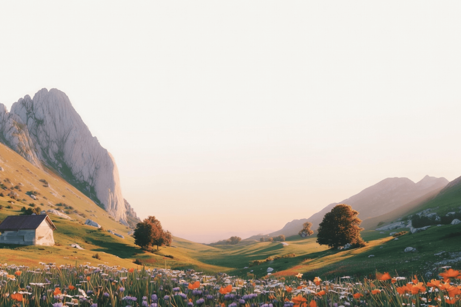 Soft mountain meadow landscape